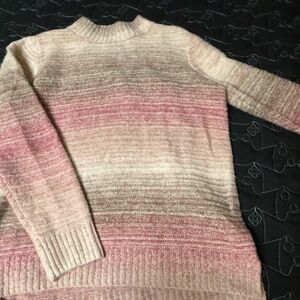 Maurices Pink and Cream Ombre Turtleneck Sweater